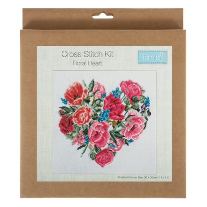 Trimits Floral Heart Large Cross Stitch Kit