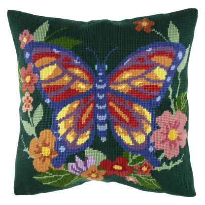 Trimits Flutterby Half Stitch Cushion Kit Completed