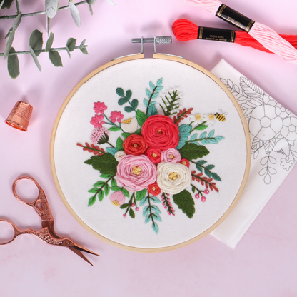 Trimits Rose Embroidery Hoop Kit Finished Results
