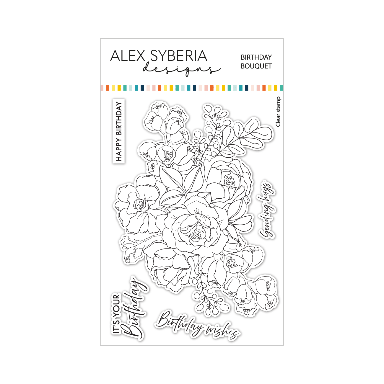 Alex Syberia Designs Birthday Bouquet Stamp Set - CraftSource Market: Craft Supplies & Kits Papercraft > Stamps > Photopolymer Stamps