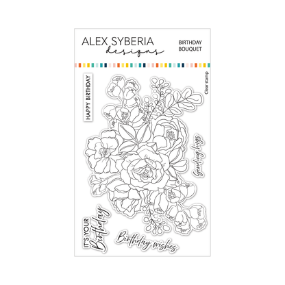 Alex Syberia Designs Birthday Bouquet Stamp Set - CraftSource Market: Craft Supplies & Kits Papercraft > Stamps > Photopolymer Stamps