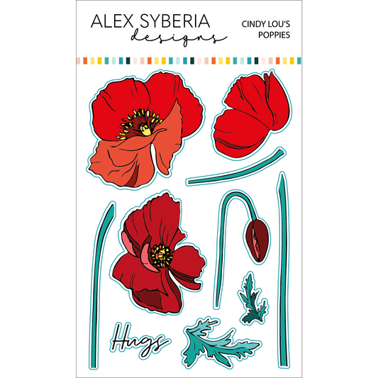 Alex Syberia Designs Cindy Lou's Poppies Die Set - CraftSource Market: Craft Supplies & Kits Papercraft > Dies > Metal Cutting Dies