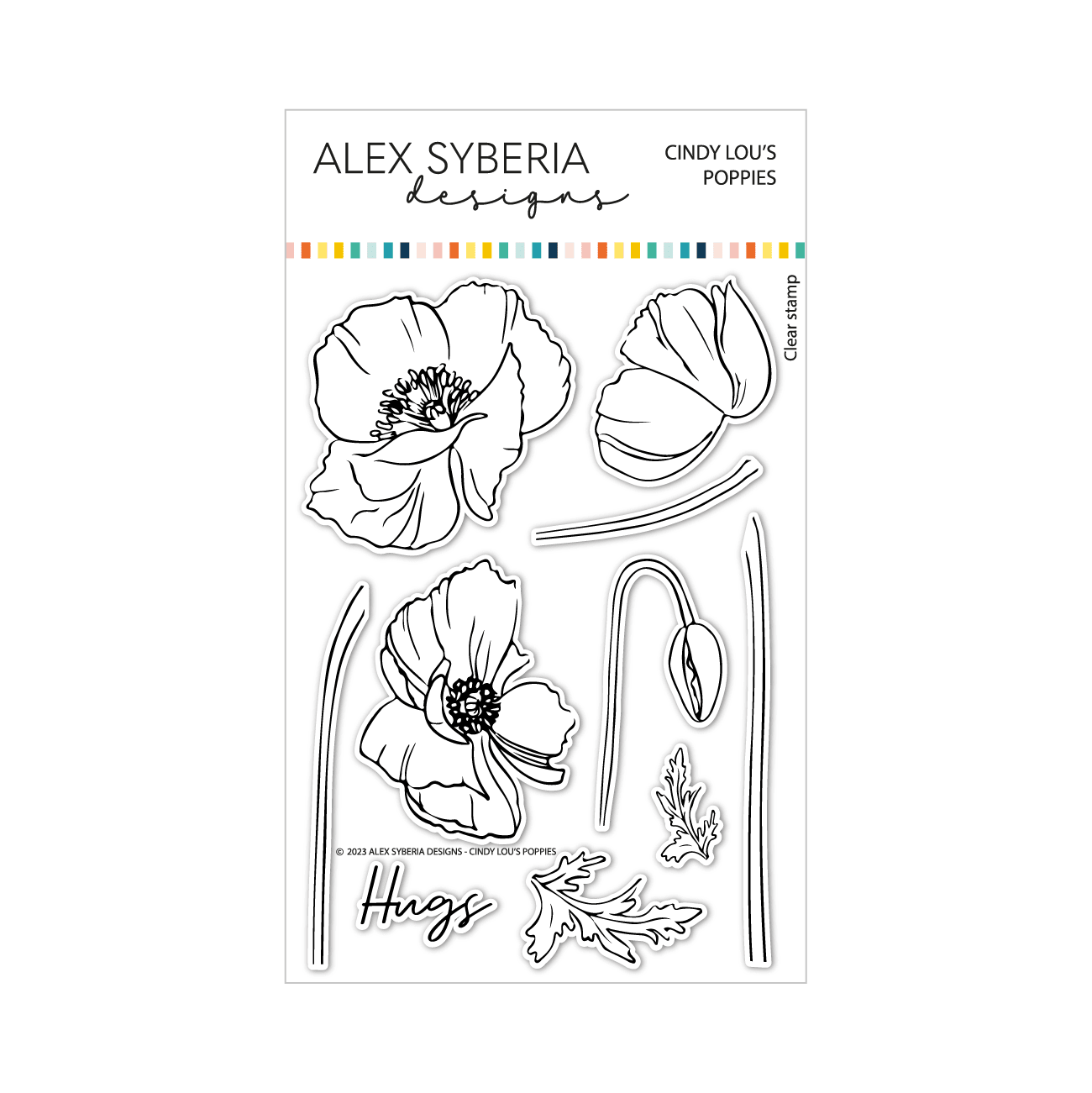 Alex Syberia Designs Cindy Lou's Poppies Stamp Set - CraftSource Market: Craft Supplies & Kits Papercraft > Stamps > Photopolymer Stamps
