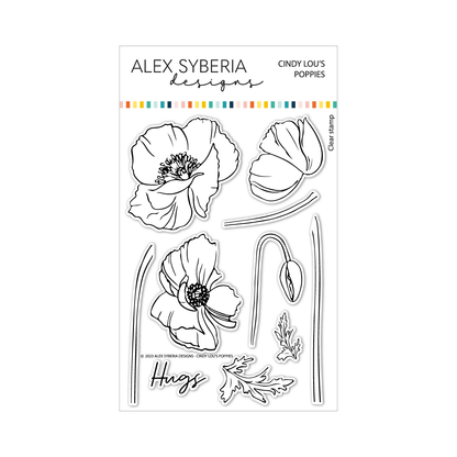 Alex Syberia Designs Cindy Lou's Poppies Stamp Set - CraftSource Market: Craft Supplies & Kits Papercraft > Stamps > Photopolymer Stamps