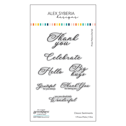 Alex Syberia Designs Classic Sentiments Press Plate & Die Set - CraftSource Market: Craft Supplies & Kits Betterpress
