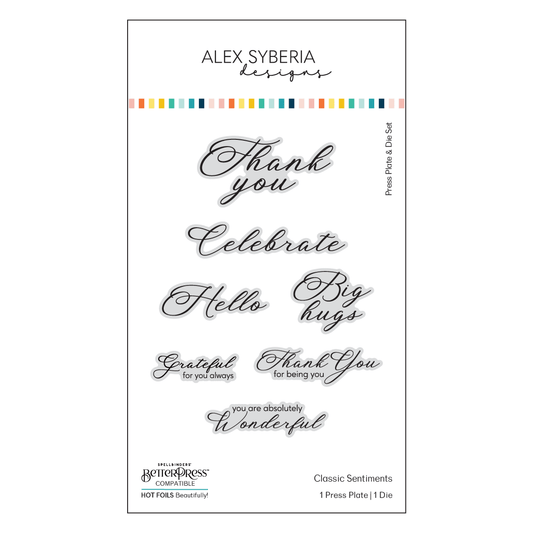 Alex Syberia Designs Classic Sentiments Press Plate & Die Set - CraftSource Market: Craft Supplies & Kits Betterpress