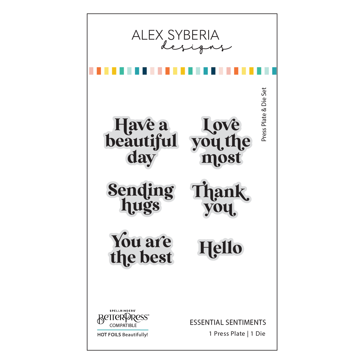 Alex Syberia Designs Essential Sentiments Press Plate & Die Set - CraftSource Market: Craft Supplies & Kits Betterpress