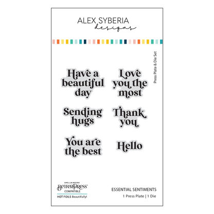 Alex Syberia Designs Essential Sentiments Press Plate & Die Set - CraftSource Market: Craft Supplies & Kits Betterpress