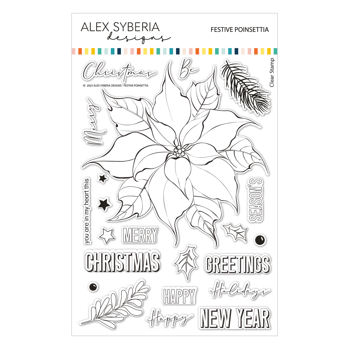 Alex Syberia Designs Festive Poinsettia Stamp Set - CraftSource Market: Craft Supplies & Kits Papercraft > Stamps > Photopolymer Stamps