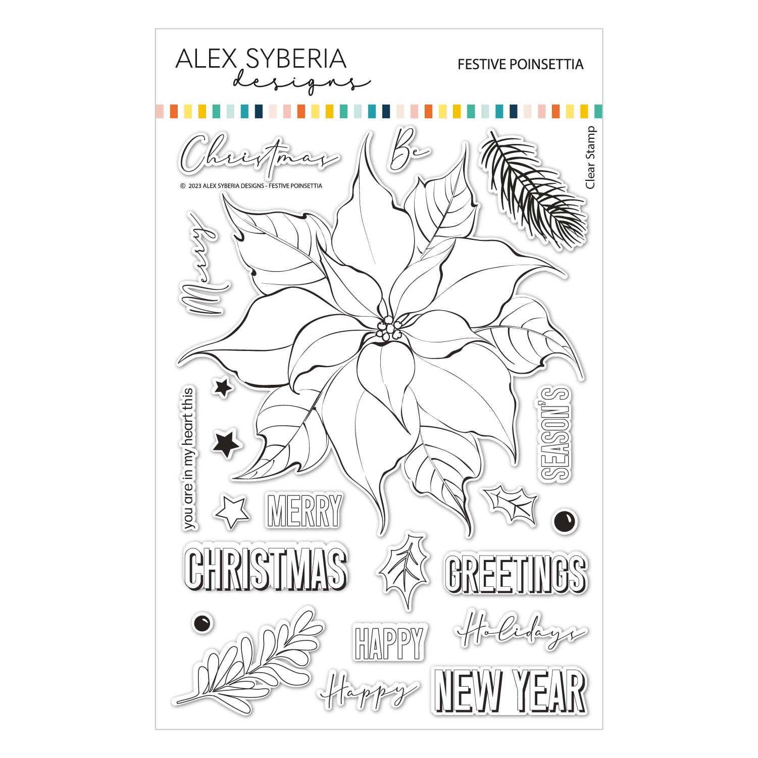 Alex Syberia Designs Festive Poinsettia Stamp Set - CraftSource Market: Craft Supplies & Kits Papercraft > Stamps > Photopolymer Stamps