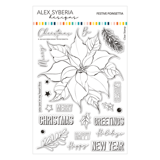 Alex Syberia Designs Festive Poinsettia Stamp Set - CraftSource Market: Craft Supplies & Kits Papercraft > Stamps > Photopolymer Stamps
