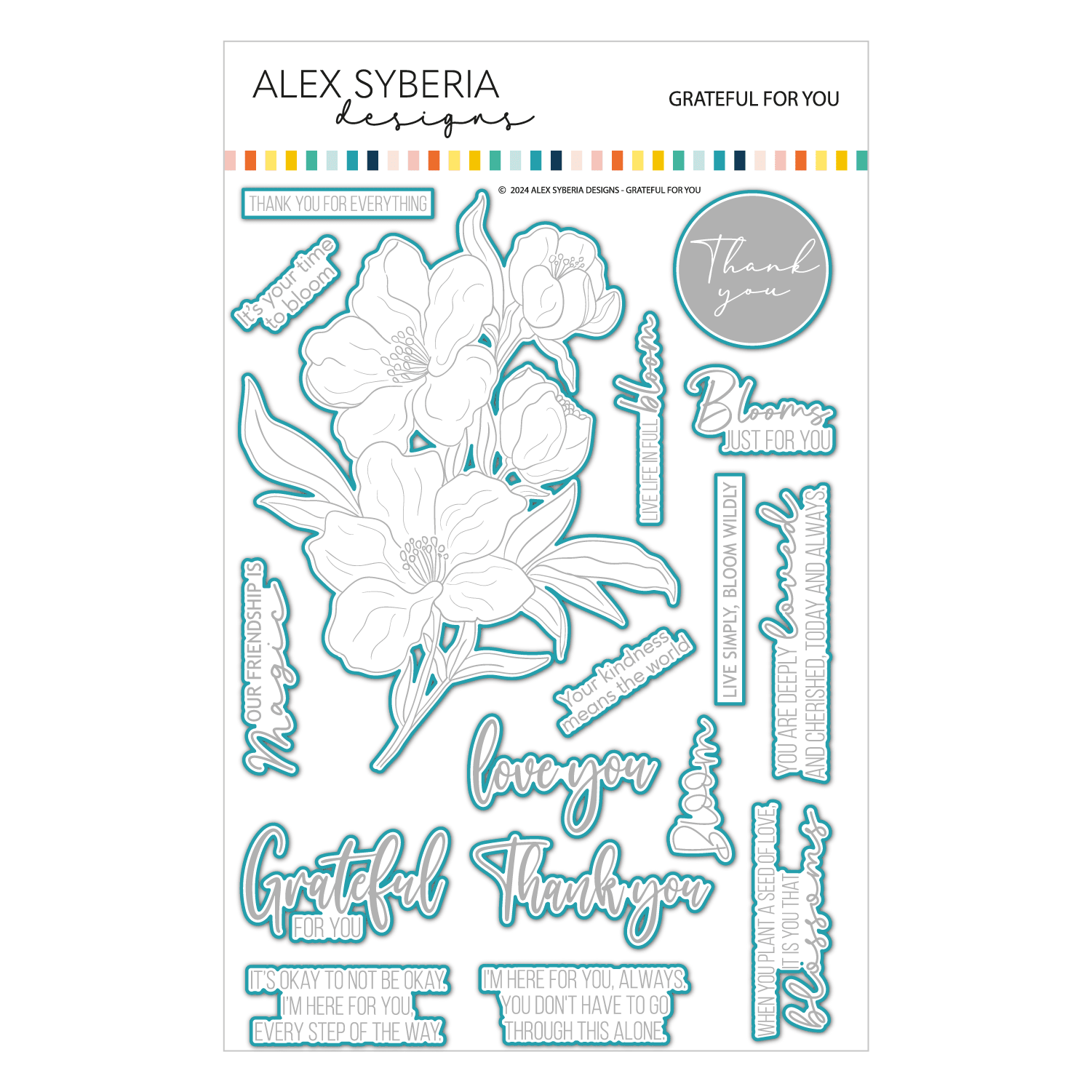 Alex Syberia Designs Grateful for You Die Set - CraftSource Market: Craft Supplies & Kits Papercraft > Dies > Metal Cutting Dies