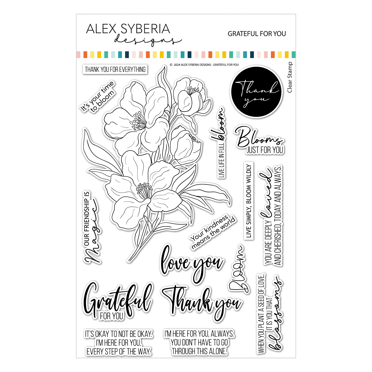 Alex Syberia Designs Grateful for You Stamp Set - CraftSource Market: Craft Supplies & Kits Papercraft > Stamps > Photopolymer Stamps