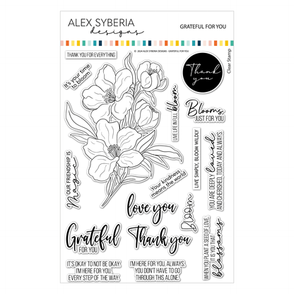 Alex Syberia Designs Grateful for You Stamp Set - CraftSource Market: Craft Supplies & Kits Papercraft > Stamps > Photopolymer Stamps