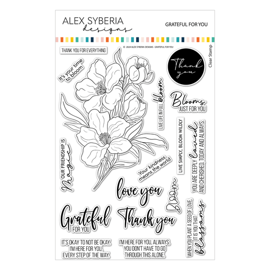Alex Syberia Designs Grateful for You Stamp Set - CraftSource Market: Craft Supplies & Kits Papercraft > Stamps > Photopolymer Stamps