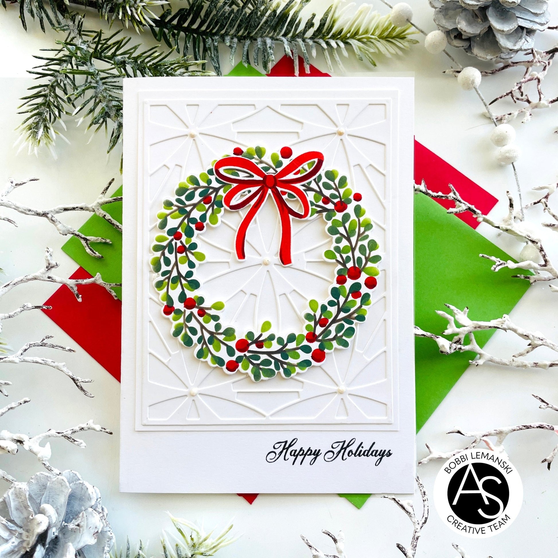 Alex Syberia Designs Holiday Wreath & Branch Stencil & Die Set - CraftSource Market: Craft Supplies & Kits Papercraft > Stencils