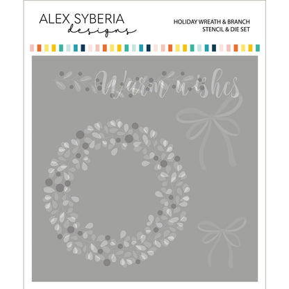 Alex Syberia Designs Holiday Wreath & Branch Stencil & Die Set - CraftSource Market: Craft Supplies & Kits Papercraft > Stencils