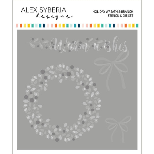 Alex Syberia Designs Holiday Wreath & Branch Stencil & Die Set - CraftSource Market: Craft Supplies & Kits Papercraft > Stencils