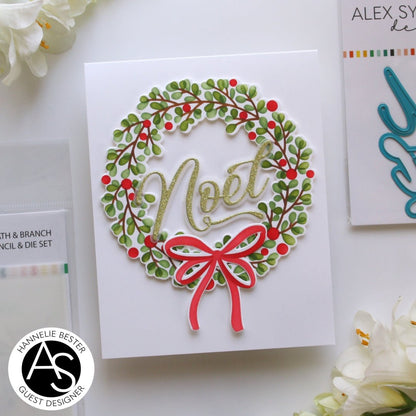 Alex Syberia Designs Holiday Wreath & Branch Stencil & Die Set - CraftSource Market: Craft Supplies & Kits Papercraft > Stencils