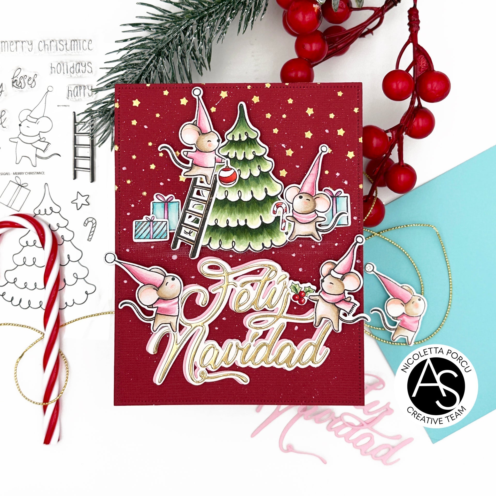 Alex Syberia Designs Merry Christmice Stamp Set - CraftSource Market: Craft Supplies & Kits Papercraft > Stamps > Photopolymer Stamps