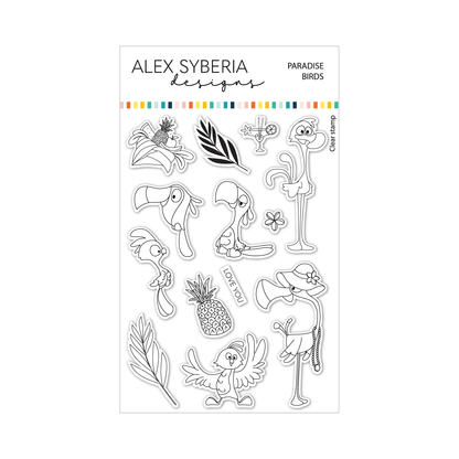 Alex Syberia Designs Paradise Birds Stamp Set - CraftSource Market: Craft Supplies & Kits Papercraft > Stamps > Photopolymer Stamps