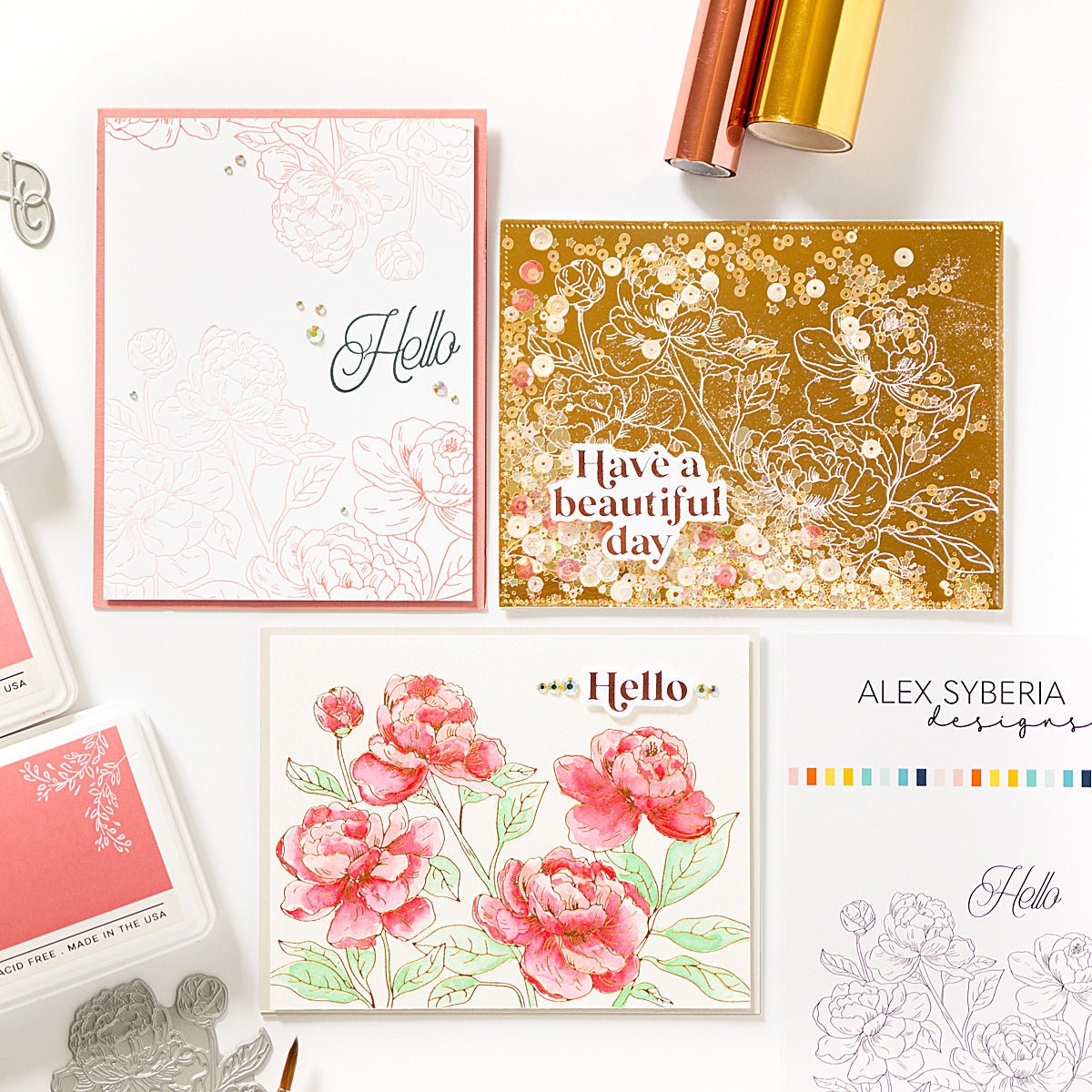 Alex Syberia Designs Peony Blossoms Press Plate Set - CraftSource Market: Craft Supplies & Kits Betterpress