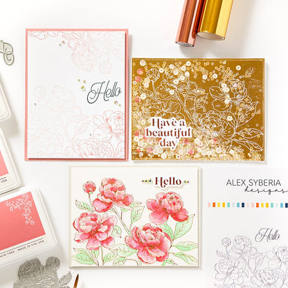 Alex Syberia Designs Peony Blossoms Press Plate Set - CraftSource Market: Craft Supplies & Kits Betterpress