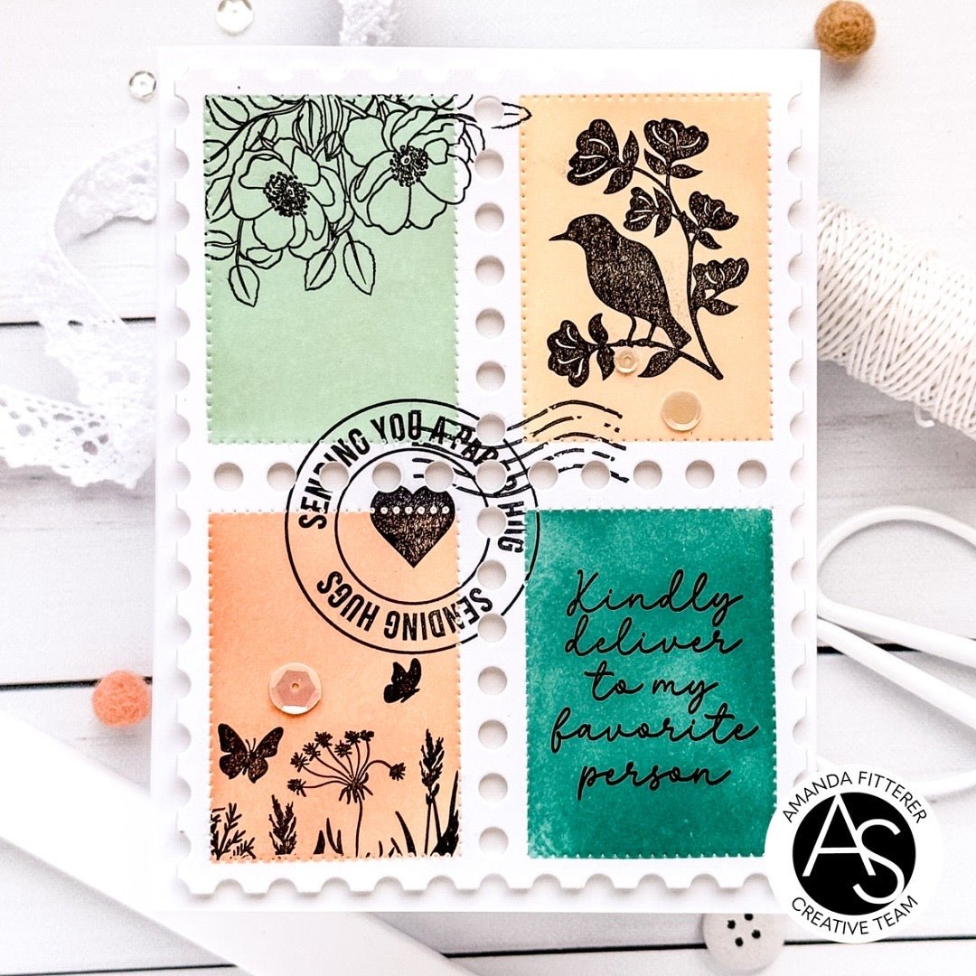 Alex Syberia Designs Postage Stamps Stencil - CraftSource Market: Craft Supplies & Kits Papercraft > Stencils