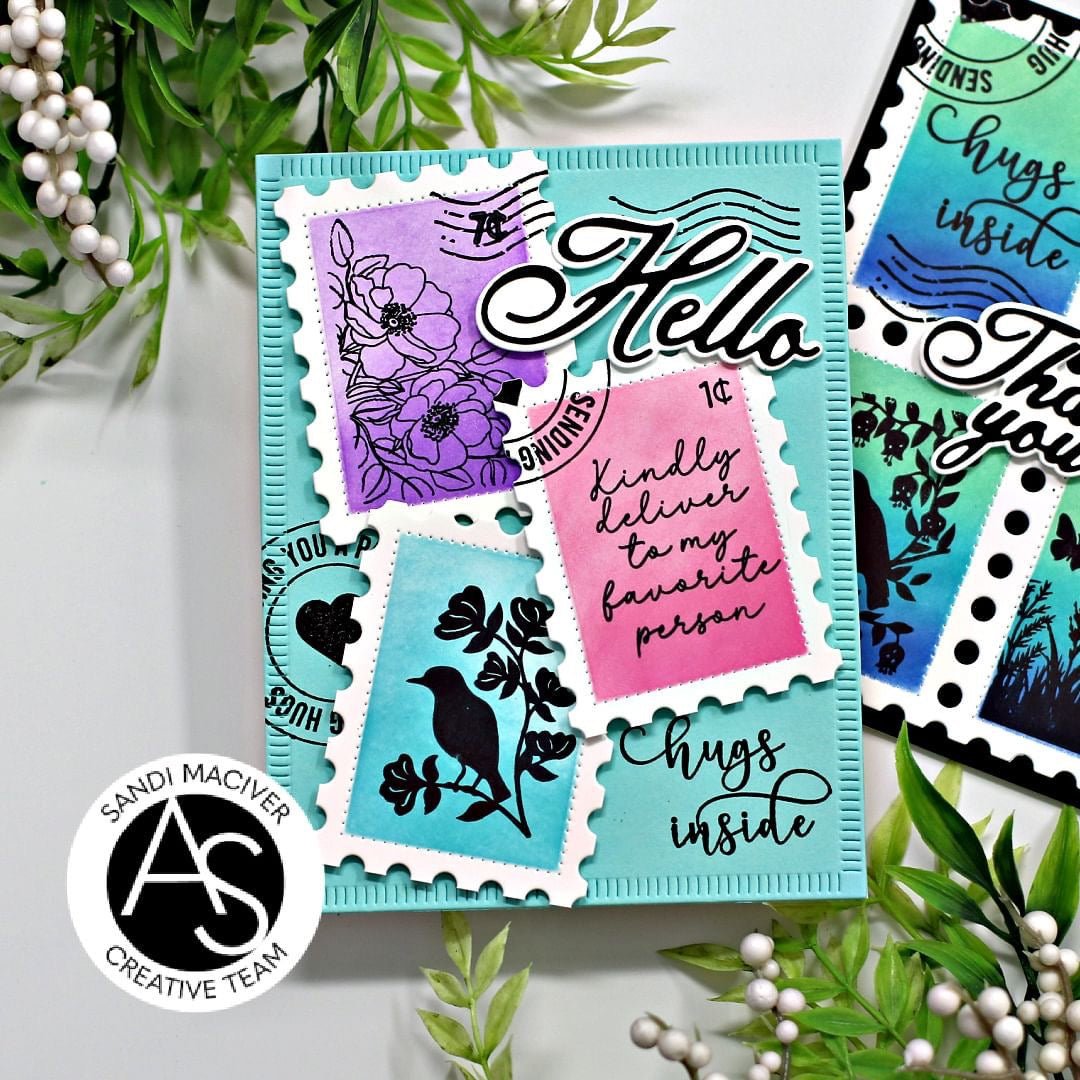 Alex Syberia Designs Postage Stamps Stencil - CraftSource Market: Craft Supplies & Kits Papercraft > Stencils