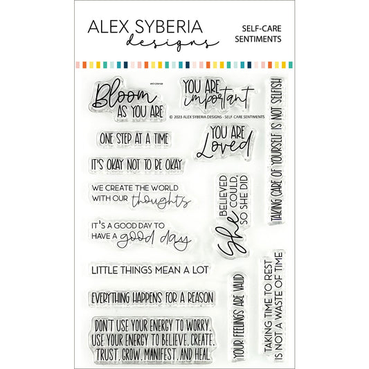 Alex Syberia Designs Self - Care Sentiments Stamp Set - CraftSource Market: Craft Supplies & Kits Papercraft > Stamps > Photopolymer Stamps