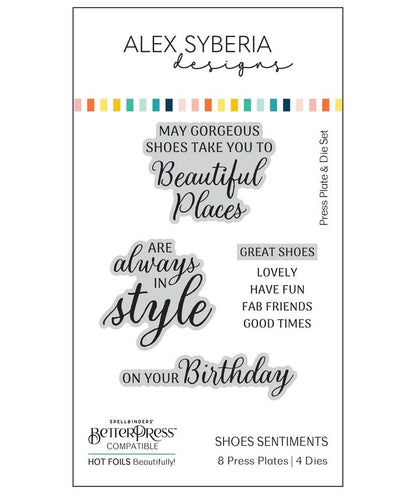 Alex Syberia Designs Shoes Sentiments Press Plate & Die Set - CraftSource Market: Craft Supplies & Kits Papercraft > Dies > Metal Cutting Dies