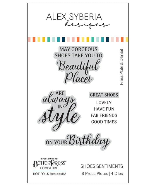 Alex Syberia Designs Shoes Sentiments Press Plate & Die Set - CraftSource Market: Craft Supplies & Kits Papercraft > Dies > Metal Cutting Dies