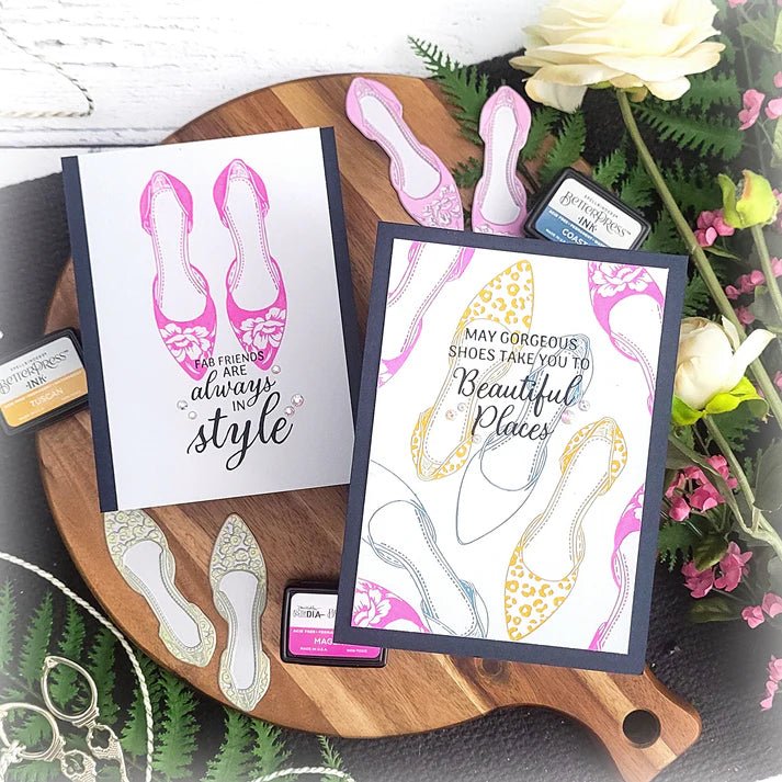 Alex Syberia Designs Shoes Sentiments Press Plate & Die Set - CraftSource Market: Craft Supplies & Kits Papercraft > Dies > Metal Cutting Dies