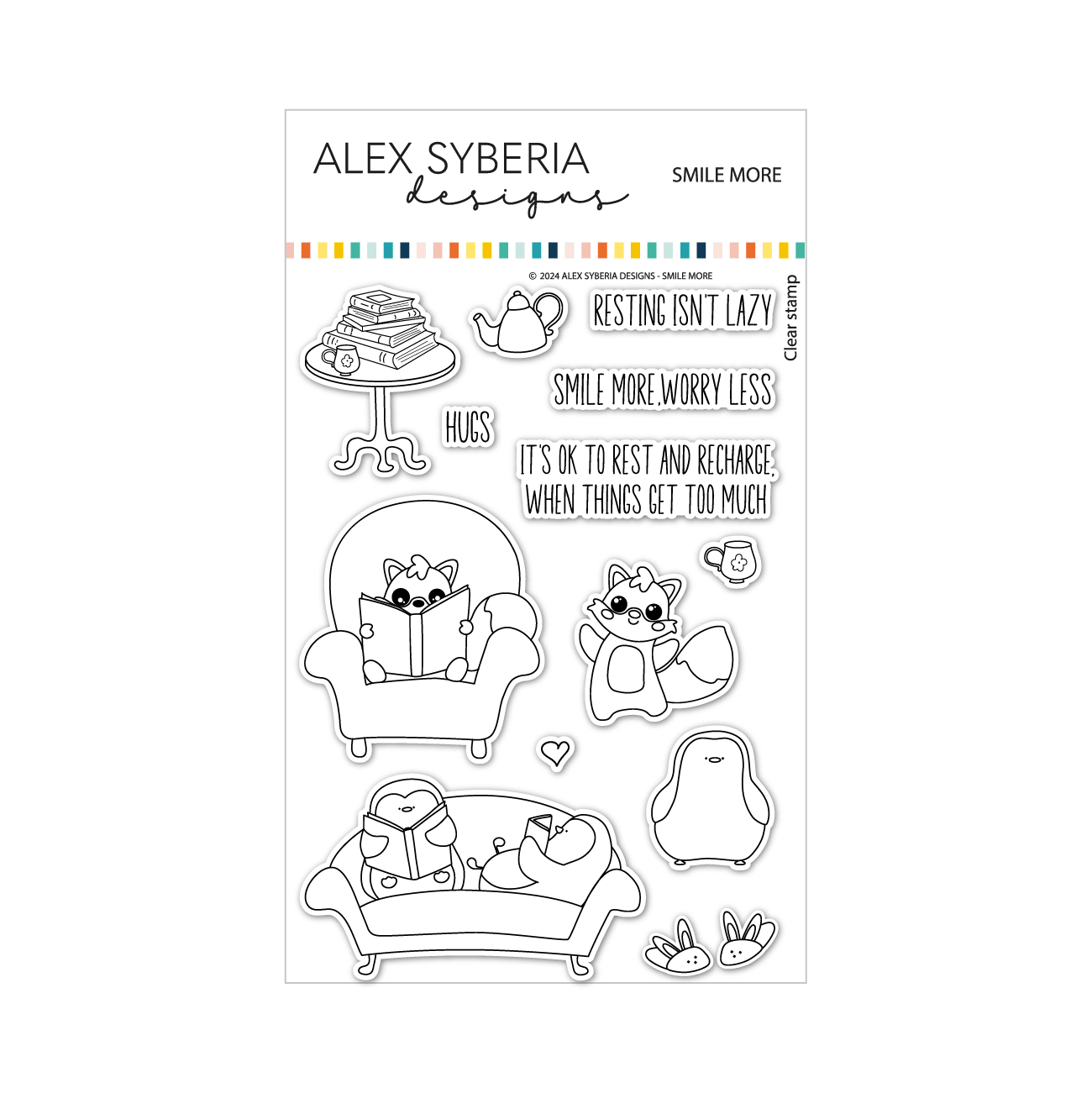 Alex Syberia Designs Smile More Stamp Set - CraftSource Market: Craft Supplies & Kits Papercraft > Stamps > Photopolymer Stamps