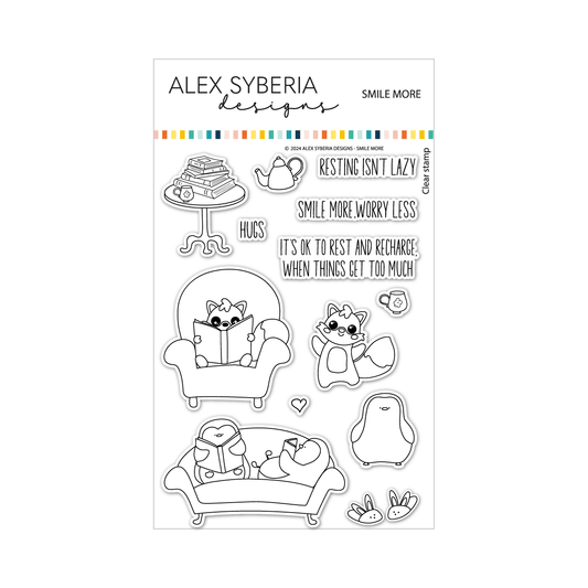 Alex Syberia Designs Smile More Stamp Set - CraftSource Market: Craft Supplies & Kits Papercraft > Stamps > Photopolymer Stamps