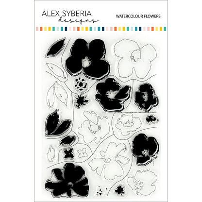 Alex Syberia Designs Watercolour Flowers Stamp Set - CraftSource Market: Craft Supplies & Kits Papercraft > Stamps > Photopolymer Stamps
