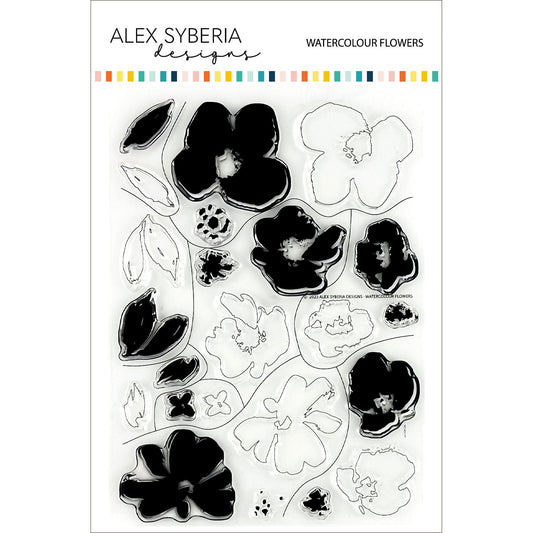 Alex Syberia Designs Watercolour Flowers Stamp Set - CraftSource Market: Craft Supplies & Kits Papercraft > Stamps > Photopolymer Stamps