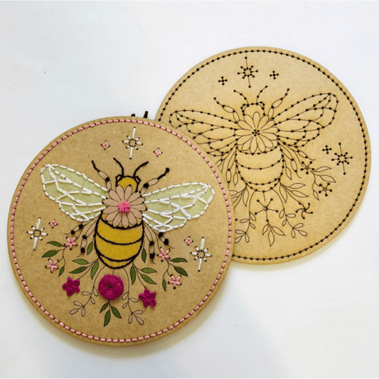 Bee with Flowers Embroidery Kit - CraftSource Market: Craft Supplies & Kits Embroidery