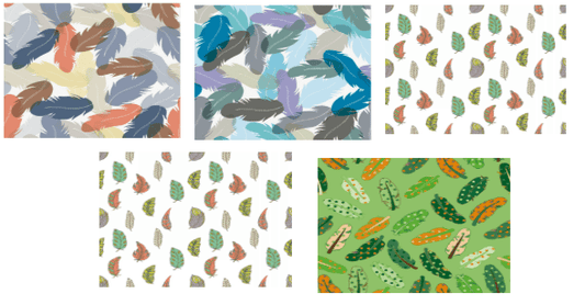Blue and White Feather Pattern Fabric Bundle - CraftSource Market: Craft Supplies & Kits Cotton