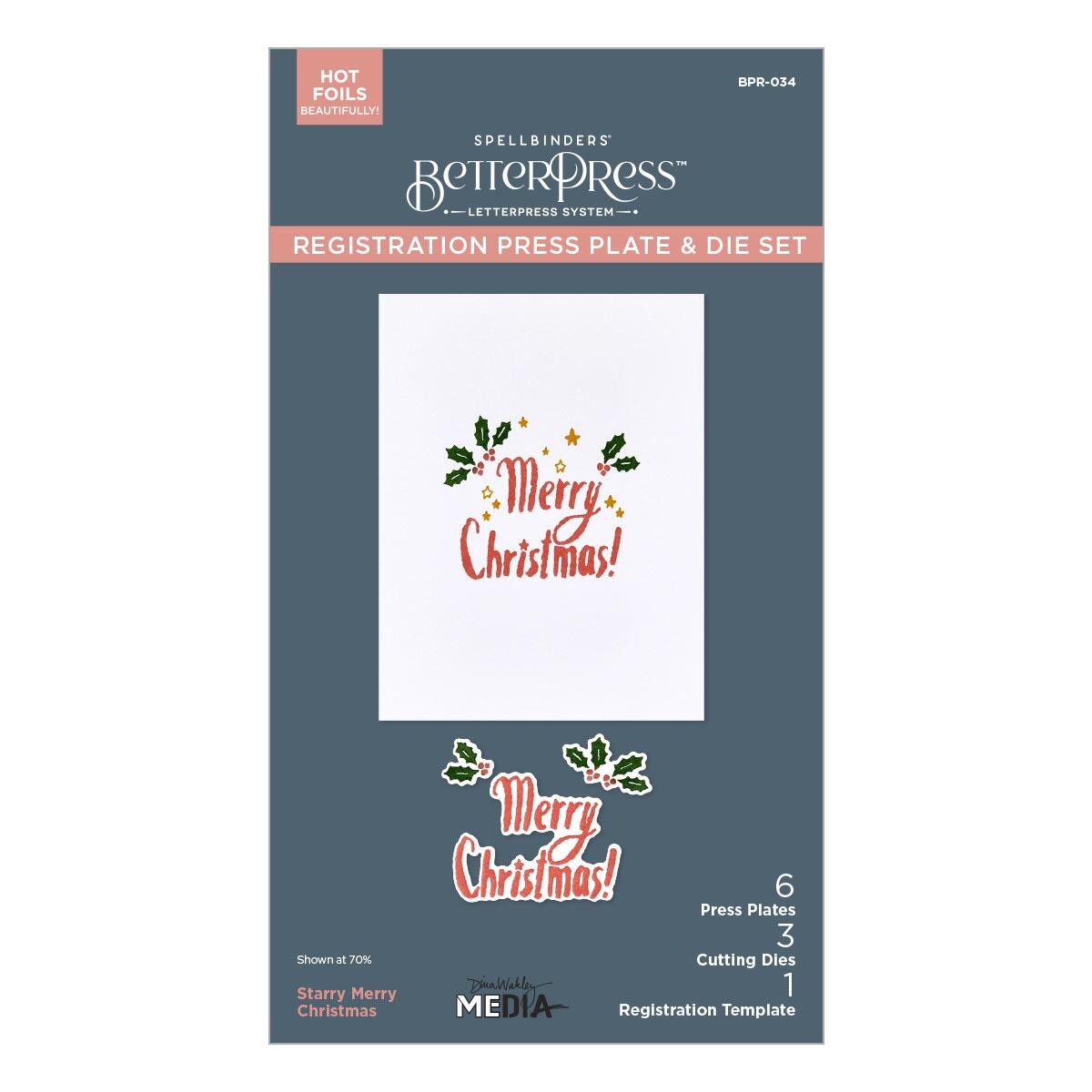 The Spellbinders Starry Merry Christmas Registration Press Plate & Die Set.