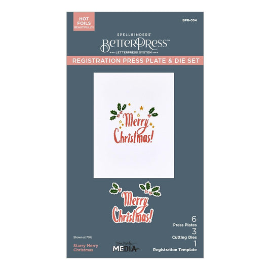 The Spellbinders Starry Merry Christmas Registration Press Plate & Die Set.