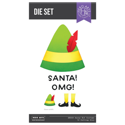 Hero Arts die set packaging with a festive elf hat design on a white background