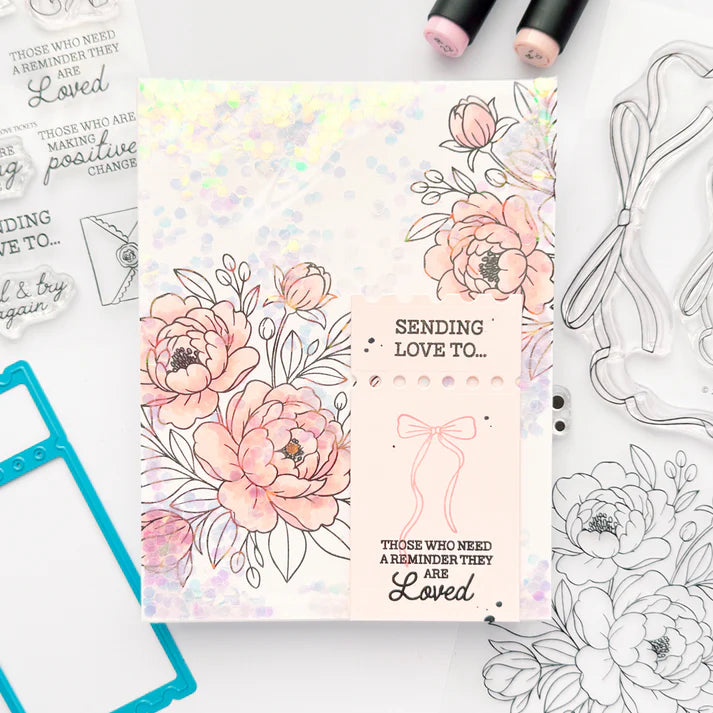 Floral card with text 'Sending love to those who need a reminder they are loved' on a white background.