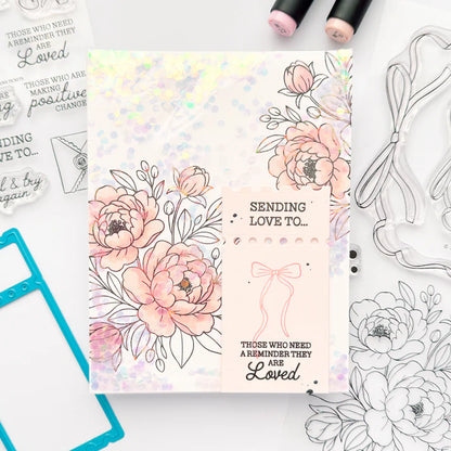 Floral card with text 'Sending love to those who need a reminder they are loved' on a white background.