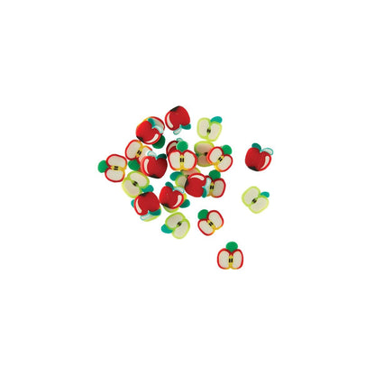 Colorful apple-shaped candies on a white background