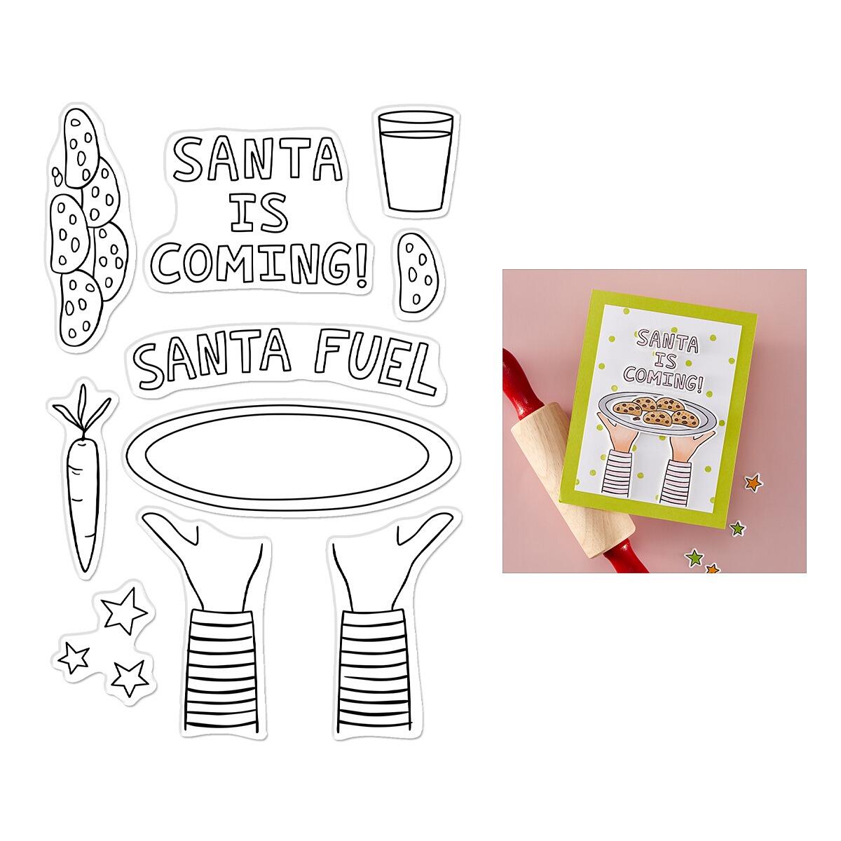 A finished handmade card with a festive design created with the Hero Arts Yule Fuel Clear Stamp Set.