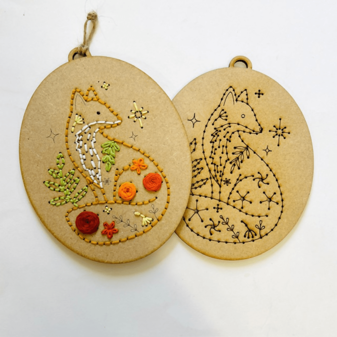 Fox Embroidery Kit - CraftSource Market: Craft Supplies & Kits Embroidery