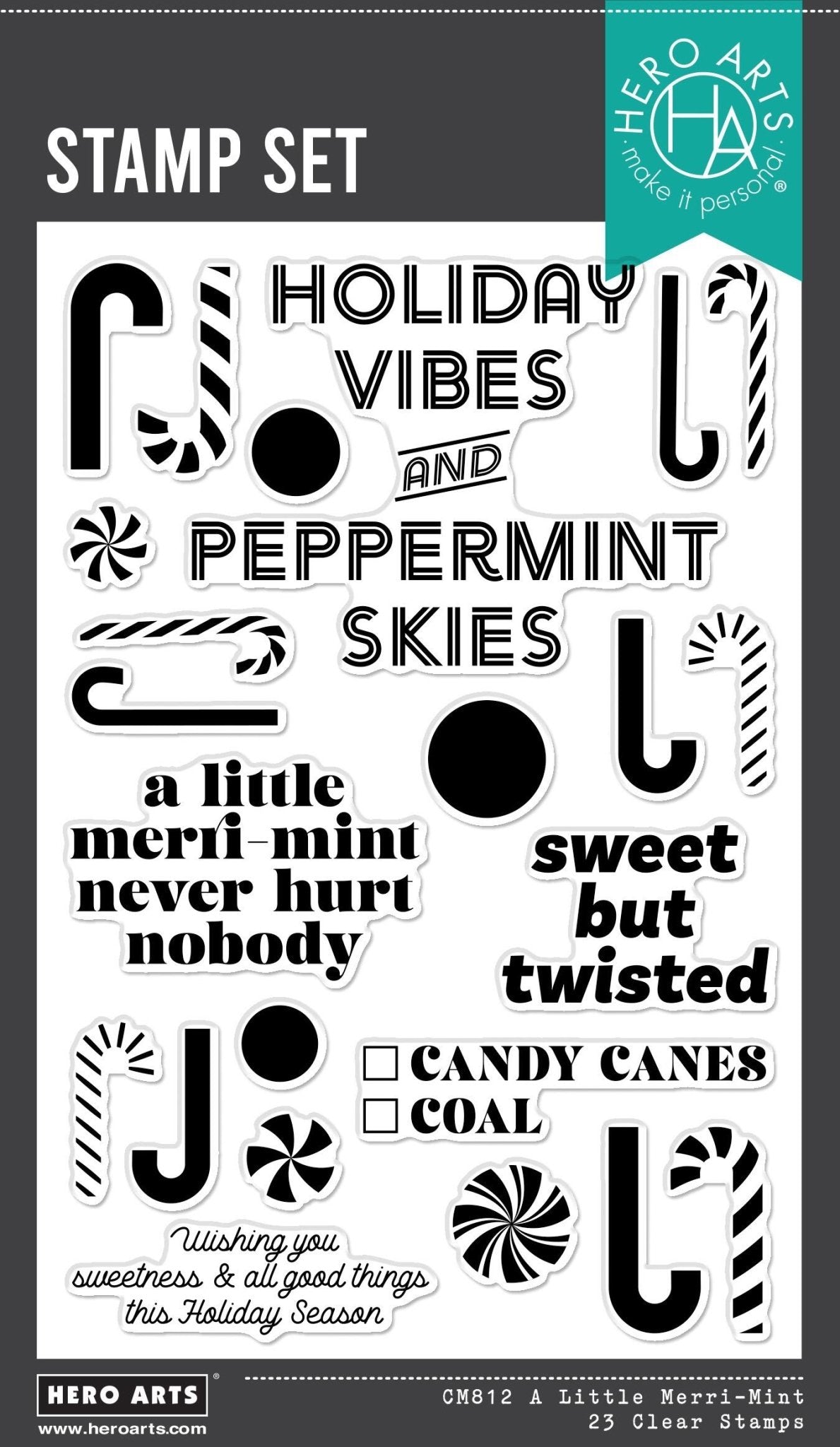 Hero Arts A Little Merri - Mint Clear Stamps from the Candy Cane Season Collection - CraftSource Market: Craft Supplies & Kits Papercraft > Stamps > Photopolymer Stamps