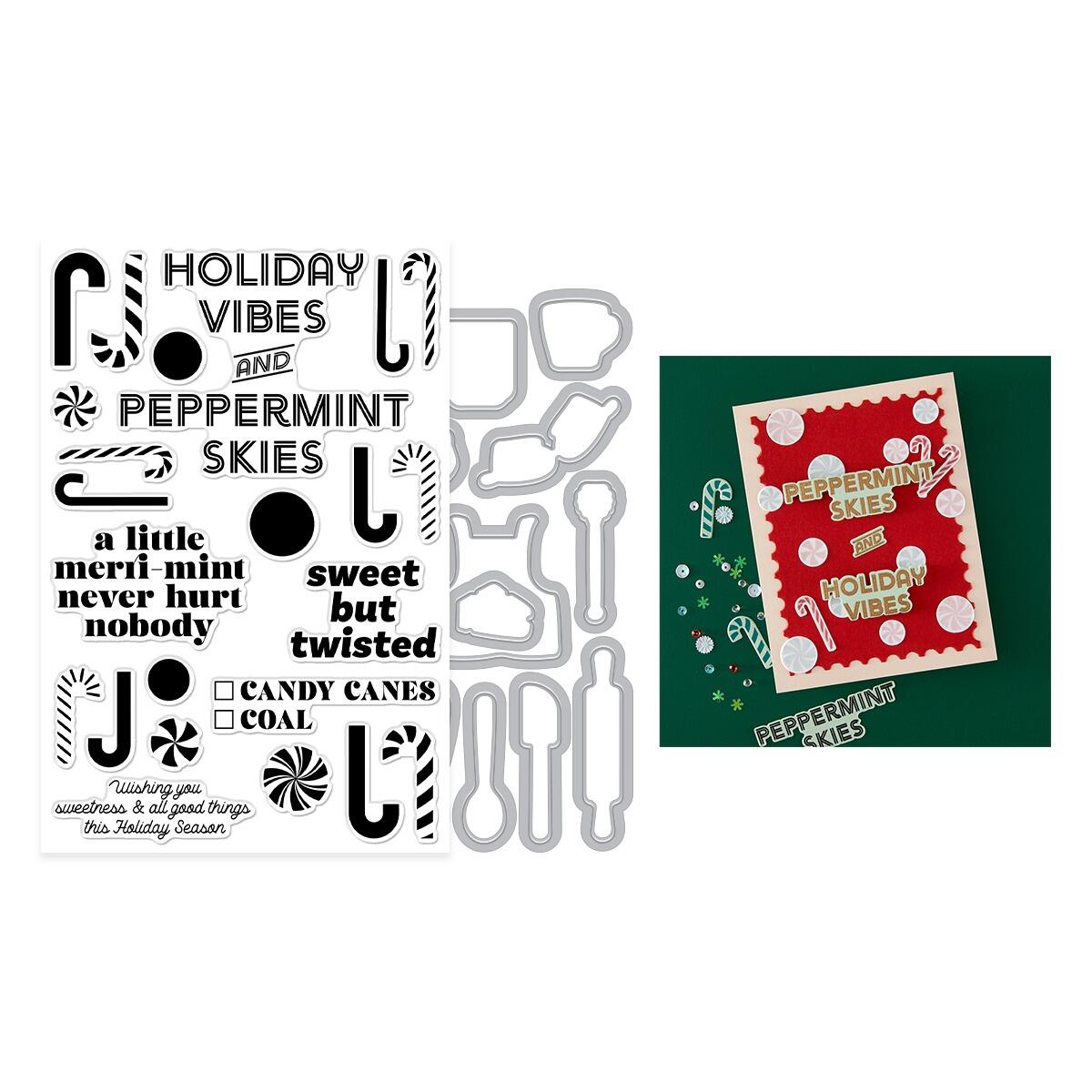 Hero Arts A Little Merri - Mint Stamp & Cut Set from the Candy Cane Season Collection - CraftSource Market: Craft Supplies & Kits Papercraft > Stamps > Photopolymer Stamps