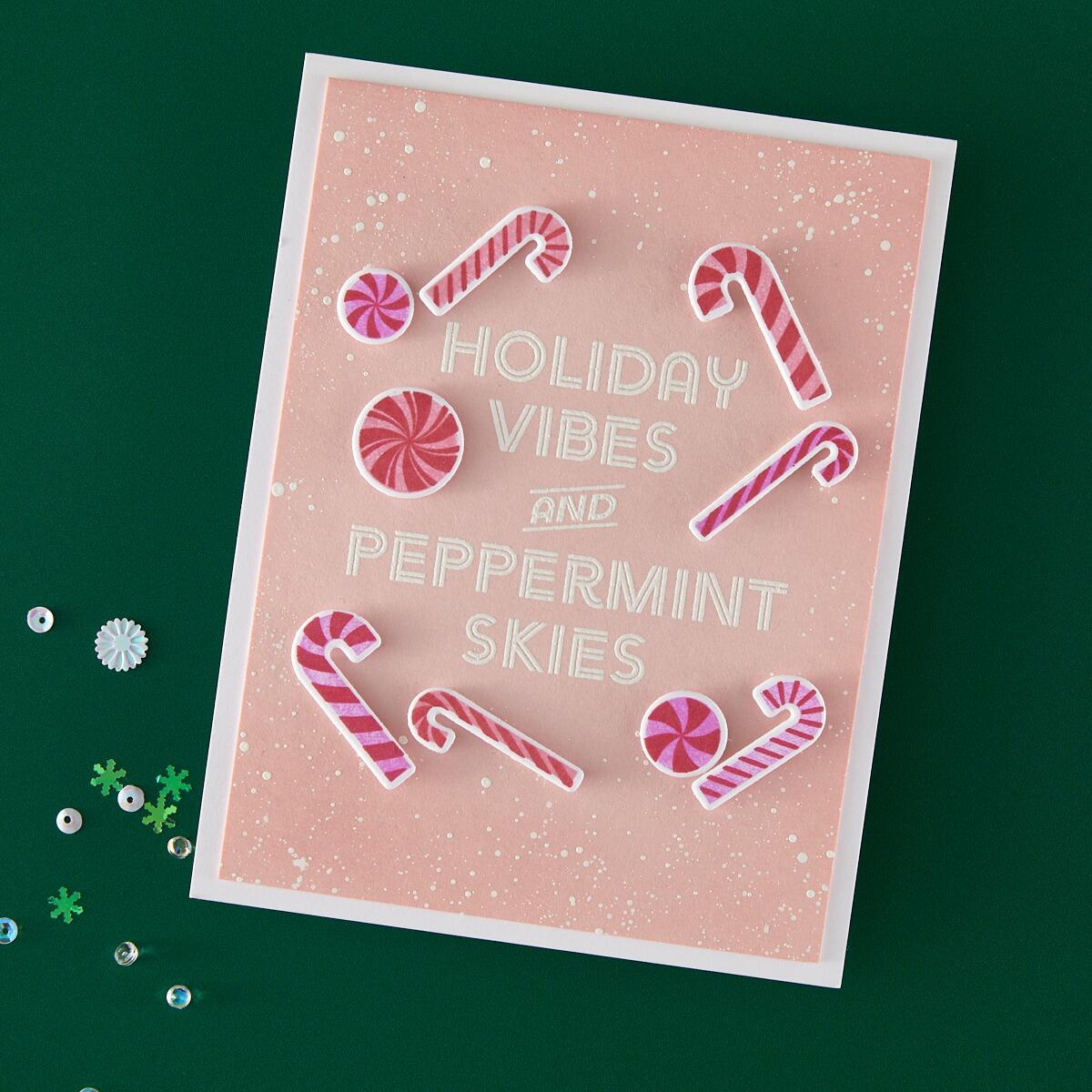 Hero Arts A Little Merri - Mint Stamp & Cut Set from the Candy Cane Season Collection - CraftSource Market: Craft Supplies & Kits Papercraft > Stamps > Photopolymer Stamps